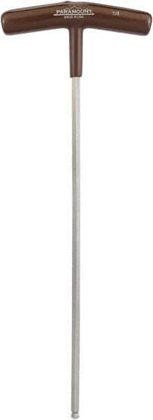 Paramount - 1/4" Hex, T-Handle Cushion Grip, Ball End Hex Key - 10-51/64" OAL, Protanium High Torque Steel, Inch System of Measurement - Apex Tool & Supply