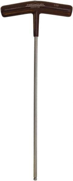 Paramount - 7/32" Hex, T-Handle Cushion Grip, Ball End Hex Key - 10-19/64" OAL, Protanium High Torque Steel, Inch System of Measurement - Apex Tool & Supply