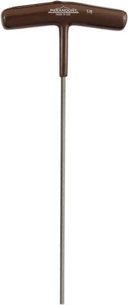 Paramount - 1/8" Hex, T-Handle Cushion Grip, Hex Key - 7-39/64" OAL, Protanium High Torque Steel, Inch System of Measurement - Apex Tool & Supply