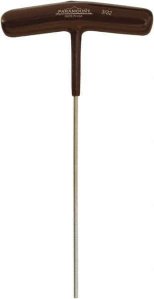 Paramount - 3/32" Hex, T-Handle Cushion Grip, Hex Key - 6-7/64" OAL, Protanium High Torque Steel, Inch System of Measurement - Apex Tool & Supply