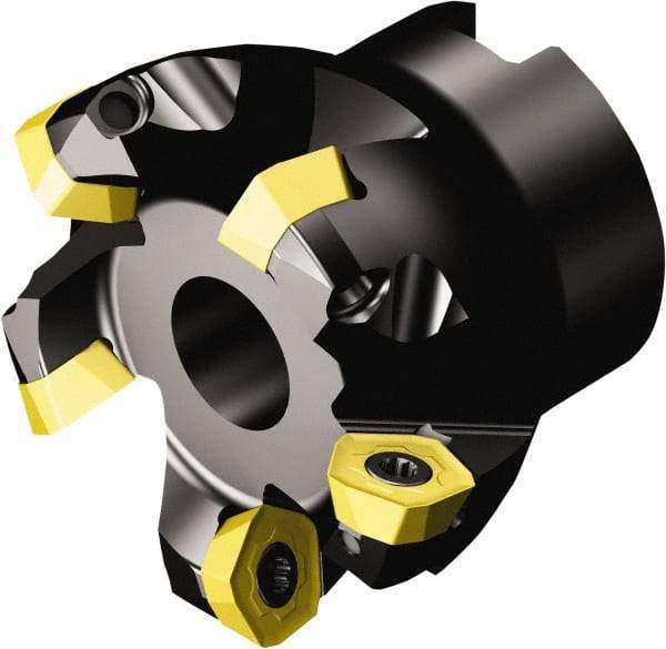 Sandvik Coromant - 69.3mm Cut Diam, 27mm Arbor Hole, 2mm Max Depth of Cut, 19° Indexable Chamfer & Angle Face Mill - 6 Inserts, 419R-1405 Insert, Right Hand Cut, Series CoroMill 419 - Apex Tool & Supply