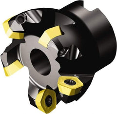 Sandvik Coromant - 51.3mm Cut Diam, 22mm Arbor Hole, 2mm Max Depth of Cut, 19° Indexable Chamfer & Angle Face Mill - 6 Inserts, 419R-1405 Insert, Right Hand Cut, Series CoroMill 419 - Apex Tool & Supply