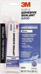3M - 3 oz Tube White Polyurethane Marine Adhesive Sealant - 190°F Max Operating Temp, 48 hr Tack Free Dry Time - Apex Tool & Supply