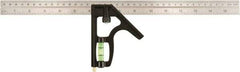 Johnson Level & Tool - 2 Piece, 16" Combination Square Set - 1/16 & 1/8" (Inch/Metric) Graduation, Stainless Steel Blade, Cast Zinc Head - Apex Tool & Supply