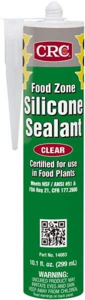 CRC - 10.1 oz Cartridge Clear Hydroxy-Terminated Polydimethylsiloxane/Silica Food Grade Silicone Sealant - -70 to 400°F Operating Temp, 60 min Tack Free Dry Time, 24 hr Full Cure Time - Apex Tool & Supply