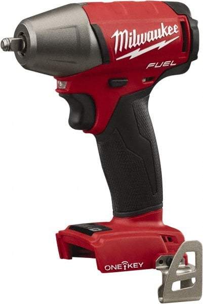 Milwaukee Tool - 3/8" Drive 18 Volt Pistol Grip Cordless Impact Wrench & Ratchet - 2,500 RPM, 0 to 3,200 BPM, 210 Ft/Lb Torque, Lithium-Ion Batteries Not Included - Apex Tool & Supply