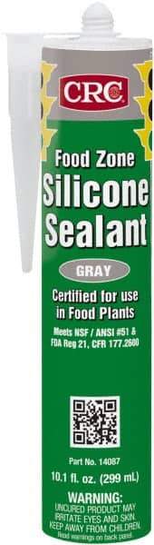 CRC - 10.1 oz Cartridge Gray Hydroxy-Terminated Polydimethylsiloxane/Silica Food Grade Silicone Sealant - -70 to 400°F Operating Temp, 60 min Tack Free Dry Time, 24 hr Full Cure Time - Apex Tool & Supply