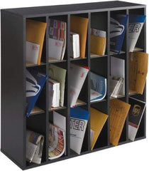 Safco - 33-3/4" Wide x 32-3/4" High x 12" Deep Wood Mail Sorter Module - 18 Compartments, Black - Apex Tool & Supply