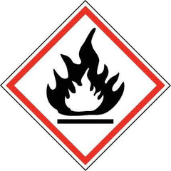 NMC - Hazardous Materials Label, Header: Flammable Warning - Legend: GHS - Graphic, English, Black & Red, 4" Long x 4" High, No Coating - Apex Tool & Supply