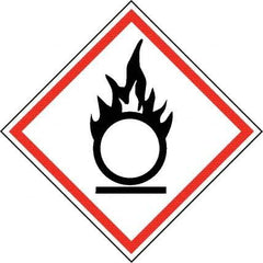 NMC - Hazardous Materials Label, Header: Oxidizer Warning - Legend: GHS - Graphic, English, Black & Red, 4" Long x 4" High, No Coating - Apex Tool & Supply