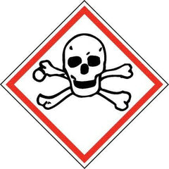 NMC - Hazardous Materials Label, Header: Toxic Warning - Legend: GHS - Graphic, English, Black & Red, 4" Long x 4" High, No Coating - Apex Tool & Supply