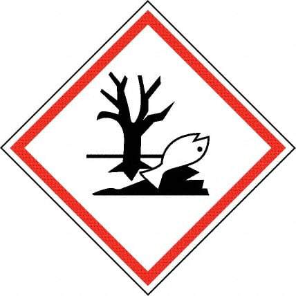 NMC - Hazardous Materials Label, Header: Dangerous for Environment Warning - Legend: GHS - Graphic, English, Black & Red, 4" Long x 4" High, No Coating - Apex Tool & Supply