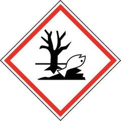 NMC - Hazardous Materials Label, Header: Dangerous for Environment Warning - Legend: GHS - Graphic, English, Black & Red, 4" Long x 4" High, No Coating - Apex Tool & Supply