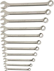 Ability One - 10 Piece, 10mm to 19mm, 12 Point Combination Wrench Set - Metric Measurement Standard, Chrome Finish - Apex Tool & Supply