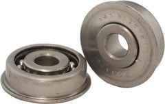 USDI - 1 Row, 1-3/8" OD, 1/2" Bore Diam, Round Open Conveyor Roller Bearing - 120 Lb Capacity, 550 Max RPM, with Flange, Steel with Steel Housing - Apex Tool & Supply