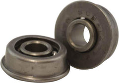 USDI - 1 Row, 11/16" OD, 1/4" Bore Diam, Round Open Conveyor Roller Bearing - 35 Lb Capacity, 550 Max RPM, with Flange, Steel with Steel Housing - Apex Tool & Supply