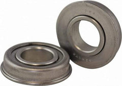 USDI - 1 Row, 1-1/8" OD, 1/2" Bore Diam, Round Double Seal Conveyor Roller Bearing - 80 Lb Capacity, 550 Max RPM, with Flange, Steel with Steel Housing - Apex Tool & Supply