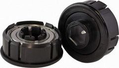 USDI - 1 Row, 2.262" OD, 11/16" Hex Double Seal Conveyor Roller Bearing - 750 Lb Capacity, 550 Max RPM, with Flange, Steel with Plastic, Zinc Housing - Apex Tool & Supply