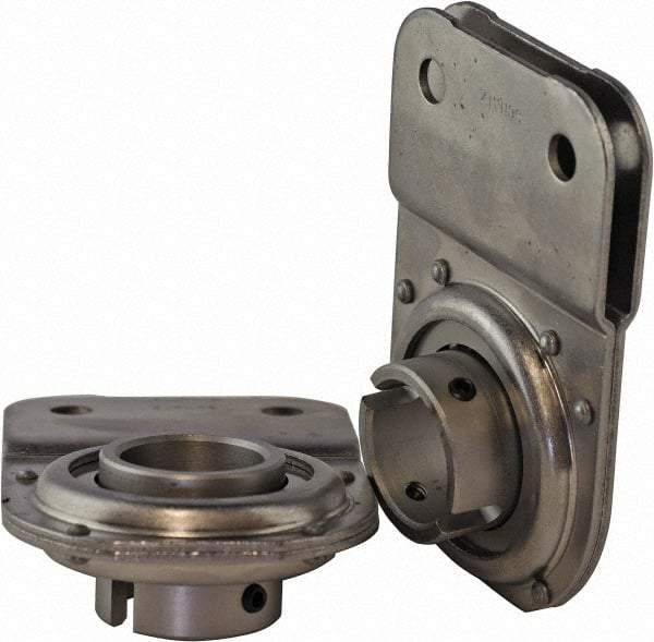 USDI - 1 Row, 5-7/64" OD, 1-1/4" Bore Diam, Round Open Conveyor Roller Bearing - 375 Lb Capacity, 550 Max RPM, with Flange, Steel with Steel Housing - Apex Tool & Supply