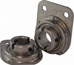 USDI - 1 Row, 1" OD, 1-1/4" Bore Diam, Round Open Conveyor Roller Bearing - 440 Lb Capacity, 550 Max RPM, with Flange, Steel with Steel Housing - Apex Tool & Supply