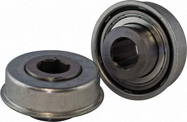 USDI - 1 Row, 2.265" OD, 11/16" Hex Double Shield Conveyor Roller Bearing - 1,500 Lb Capacity, 550 Max RPM, with Flange, Steel with Zinc Housing - Apex Tool & Supply