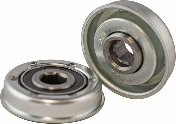 USDI - 1 Row, 1.783" OD, 7/16" Hex Double Shield Conveyor Roller Bearing - 635 Lb Capacity, 550 Max RPM, with Flange, Steel with Zinc Housing - Apex Tool & Supply