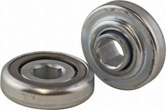 USDI - 1 Row, 2.321" OD, 11/16" Hex Open Conveyor Roller Bearing - 600 Lb Capacity, 550 Max RPM, Steel with Zinc Housing - Apex Tool & Supply