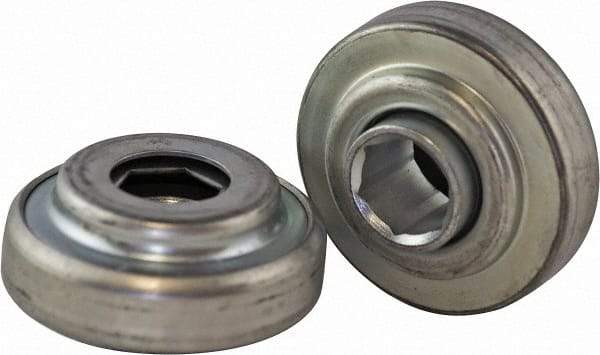 USDI - 1 Row, 2.321" OD, 11/16" Hex Open Conveyor Roller Bearing - 600 Lb Capacity, 550 Max RPM, Steel with Zinc Housing - Apex Tool & Supply