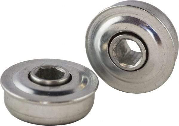 USDI - 1 Row, 1.53" OD, 7/16" Hex Double Seal Conveyor Roller Bearing - 145 Lb Capacity, 550 Max RPM, with Flange, Steel with Zinc Housing - Apex Tool & Supply