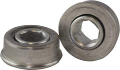 USDI - 1 Row, 0.908" OD, 3/8" Hex Open Conveyor Roller Bearing - 35 Lb Capacity, 550 Max RPM, with Flange, Steel with Zinc Housing - Apex Tool & Supply