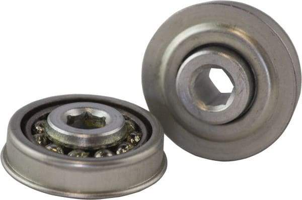 USDI - 1 Row, 1.897" OD, 7/16" Hex Single Seal Conveyor Roller Bearing - 190 Lb Capacity, 550 Max RPM, with Flange, Steel with Zinc Housing - Apex Tool & Supply