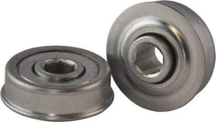 USDI - 1 Row, 1.628" OD, 7/16" Hex Open Conveyor Roller Bearing - 125 Lb Capacity, 550 Max RPM, with Flange, Steel with Zinc Housing - Apex Tool & Supply