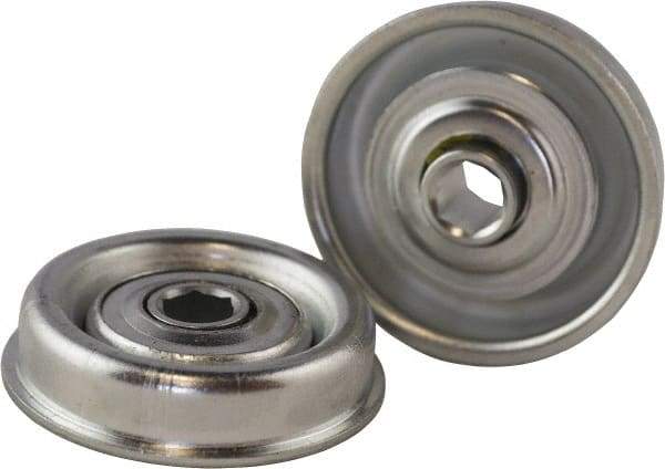 USDI - 1 Row, 2.13" OD, 7/16" Hex Open Conveyor Roller Bearing - 145 Lb Capacity, 550 Max RPM, with Flange, Steel with Zinc Housing - Apex Tool & Supply