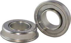 USDI - 1 Row, 2" OD, 1-1/64" Bore Diam, Round Double Seal Conveyor Roller Bearing - 350 Lb Capacity, 550 Max RPM, with Flange, Steel with Zinc Housing - Apex Tool & Supply