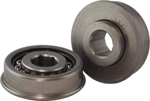 USDI - 1 Row, 1-3/4" OD, 5/8" Hex Open Conveyor Roller Bearing - 195 Lb Capacity, 550 Max RPM, with Flange, Steel with Steel Housing - Apex Tool & Supply