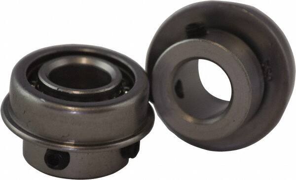 USDI - 1 Row, 29/32" OD, 3/8" Bore Diam, Round Open Conveyor Roller Bearing - 55 Lb Capacity, 550 Max RPM, with Flange, Steel with Steel Housing - Apex Tool & Supply