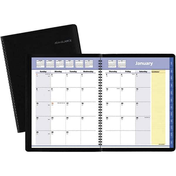 AT-A-GLANCE - 12 Sheet, 8-1/4 x 10-7/8", Monthly Planner - Black - Apex Tool & Supply