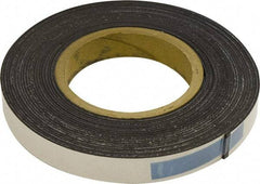 Mag-Mate - 300" Long x 1" Wide x 1/32" Thick Flexible Magnetic Strip - 8 Lb Max Pull Force, 4 Linear Ft/Lb Magnetic Pull Force, Adhesive Back, Dark Brown - Apex Tool & Supply