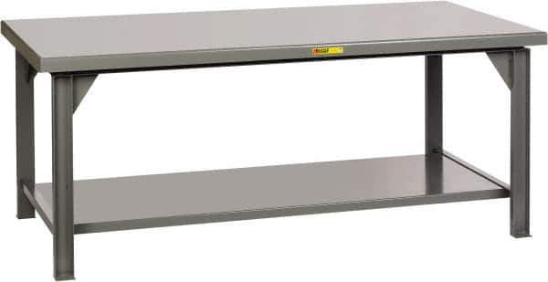 Little Giant - 72 Wide x 36" Deep x 34" High, 7 Gauge Steel Workbench - Fixed Legs, Gray - Apex Tool & Supply