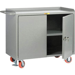 Little Giant - 3,600 Lb Capacity, 2 Door Mobile Service Bench - 41" Wide x 24" Deep x 43" High, Steel, Gray - Apex Tool & Supply