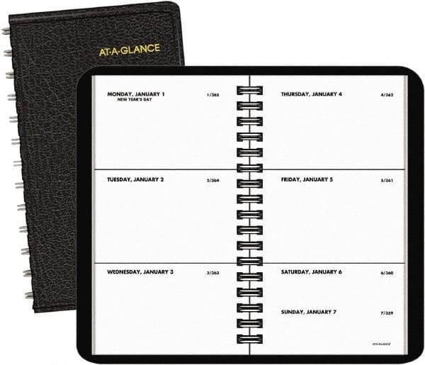 AT-A-GLANCE - 52 Sheet, 2-1/2 x 4-1/2", Weekly Planner - Black - Apex Tool & Supply