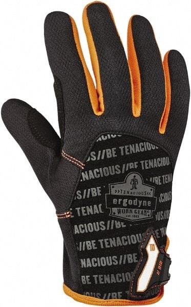 Ergodyne - Size S (7) Polyester Blend Work Gloves - For Mechanic's & Lifting, Uncoated, Hook & Loop Cuff, Full Fingered, Black, Paired - Apex Tool & Supply