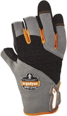 Ergodyne - Size XL (10) Polyester Blend Work Gloves - For Mechanic's & Lifting, Uncoated, Hook & Loop Cuff, (3) Half Fingered/(2) Full Fingered, Black/Gray, Paired - Apex Tool & Supply