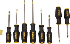 DeWALT - 8 Piece Phillips, Slotted & Square Screwdriver Set - Ergonomic & Bi-material Handle, Blade Sizes: Length 3 to 6, Width 3/16, 1/4 & 5/16, Bit Sizes: Philips #1 to #3 - Apex Tool & Supply
