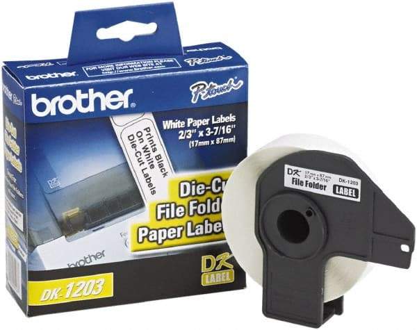 Brother - 0.66" Wide x 3.4" Long, White Paper File Folder Label - For PC Label Printers - Apex Tool & Supply
