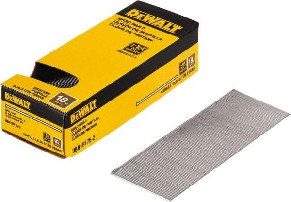 DeWALT - 18 Gauge 1-3/4" Long Brad Nails for Power Nailers - Steel, Bright Finish, Smooth Shank, Straight Stick Collation, Brad Head, Chisel Point - Apex Tool & Supply