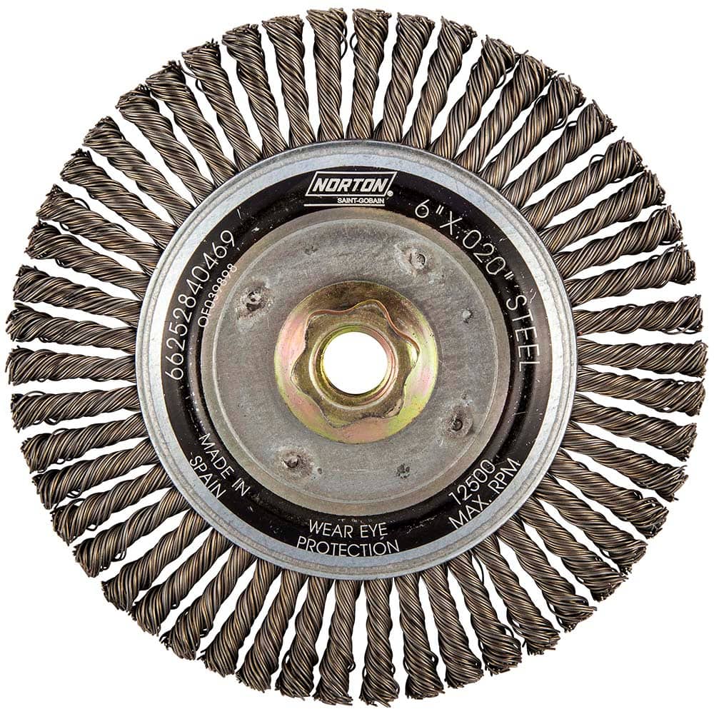 Norton - 6" OD, 5/8-11 Arbor Hole, Stringer Bead Carbon Wheel Brush - Apex Tool & Supply