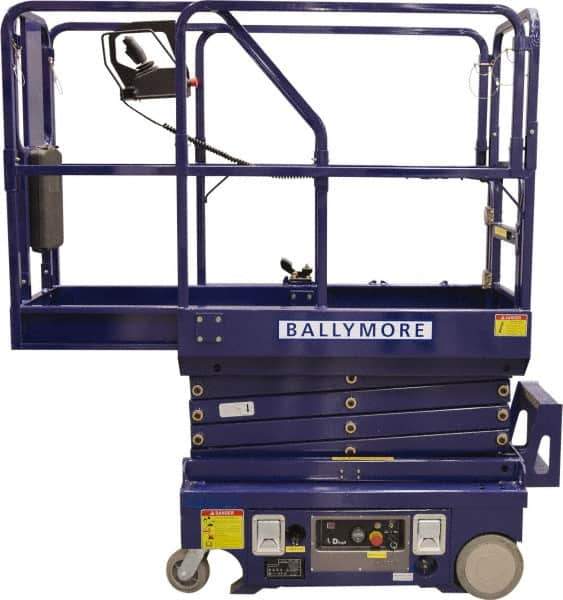 Ballymore - Cherry Pickers (Personal Lifts) Type: Drivable Mini Scissor Lift Type of Power: 12V DC - Apex Tool & Supply