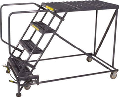 Ballymore - 40" 4 Step Single Entry Work Platform - Rolling Work Platform, 800 Lb Capacity, 40" Platform Height, 38" Base Width x 83" Base Depth, Grip Strut - Apex Tool & Supply