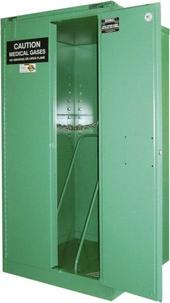Securall Cabinets - 2 Door, Green Steel Standard Safety Cabinet for Flammable and Combustible Liquids - 46" High x 34" Wide x 34" Deep, Self Closing Door, 3 Point Key Lock, H Cylinder Capacity - Apex Tool & Supply